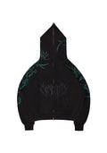 CRASH RHINESTONE ZIP HOODIE BLACK AND BLUE