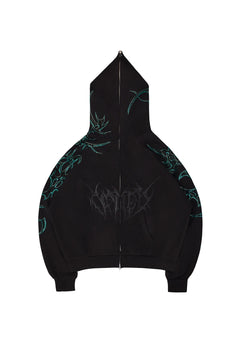 CRASH RHINESTONE ZIP HOODIE BLACK AND BLUE