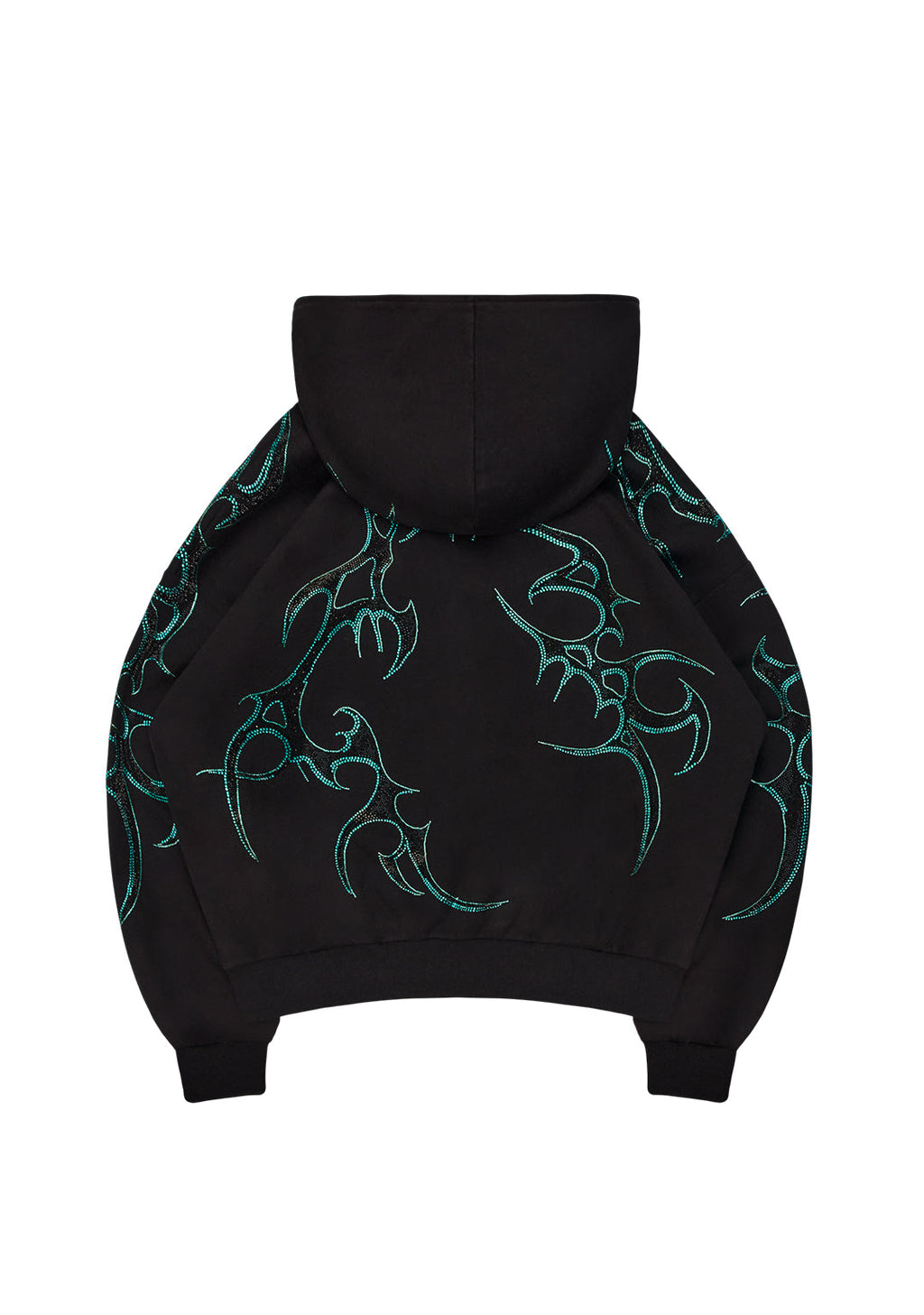 CRASH RHINESTONE ZIP HOODIE BLACK AND BLUE