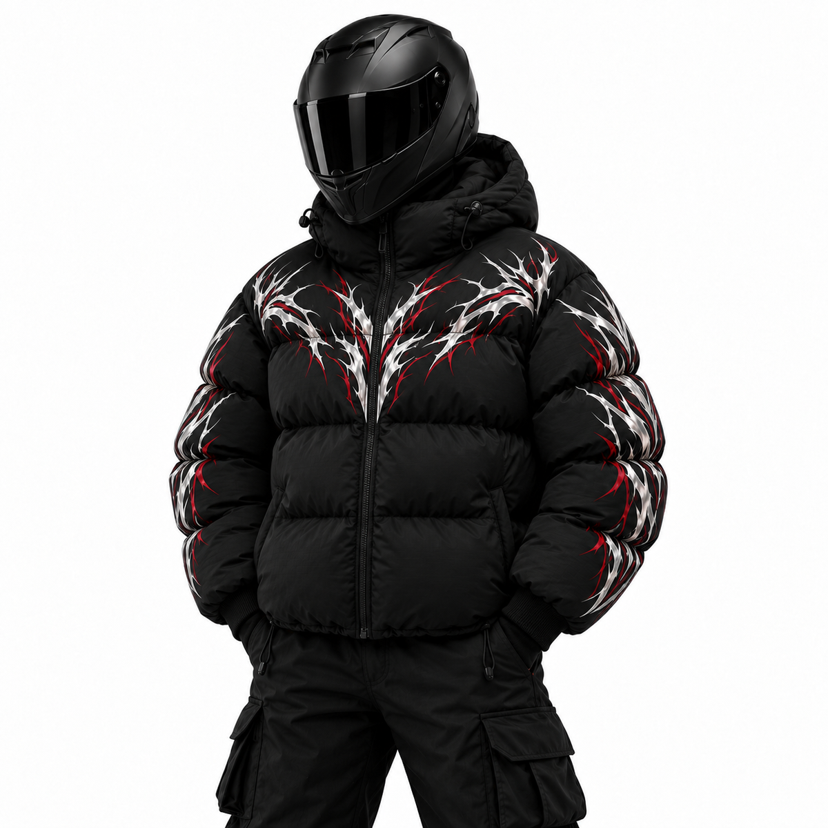 Crimson Thorn Reflective Down Puffer