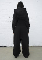 CRUSH BUCKLE FITTED WAIST ZIP HOODIE BLACK
