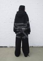 CRUSH STUDDED BELT ZIP HOODIE BLACK