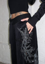 Pantaloni della tuta in velluto CURSE RHINESTONE neri