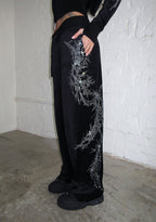 Pantaloni della tuta in velluto CURSE RHINESTONE neri