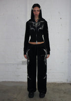 Pantaloni della tuta in velluto CURSE RHINESTONE neri