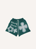 Shorts mit Kreuz- & Stern-Motiv, Faux-Strass-Druck und Tunnelzug-Bund