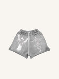 Shorts à taille cordon avec imprimé graphique Figurine & Aile