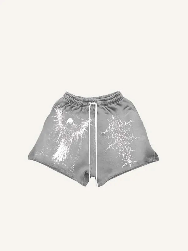 Shorts à taille cordon avec imprimé graphique Figurine & Aile