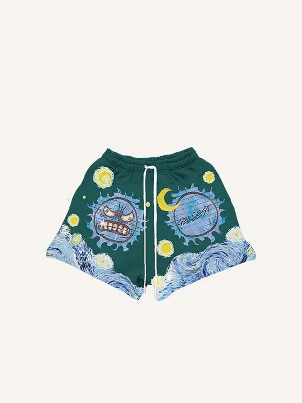 Shorts mit Tunnelzug und Sonne-Mond-Druck