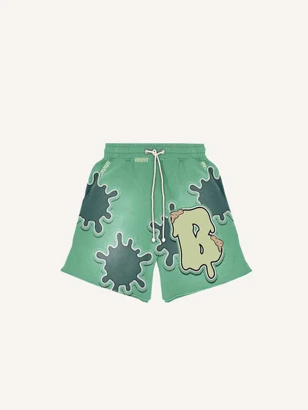 Shorts mit Grafik- und Buchstaben-Print, Tunnelzug und elastischem Bund