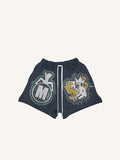 Money&Crown&Dice Faux Decal Print Drawstring Waist Shorts