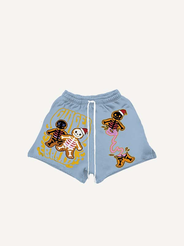 Shorts met skelet- en letterprint en trekkoord in de taille