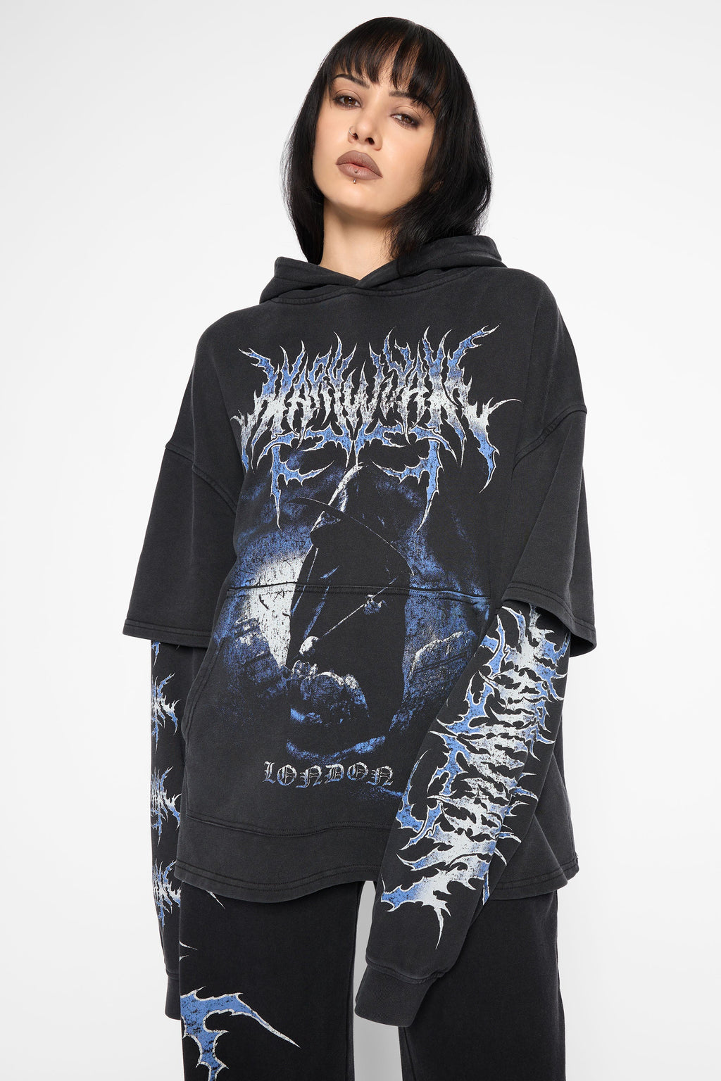 Descent Oversized Layered Pullover Hoodie