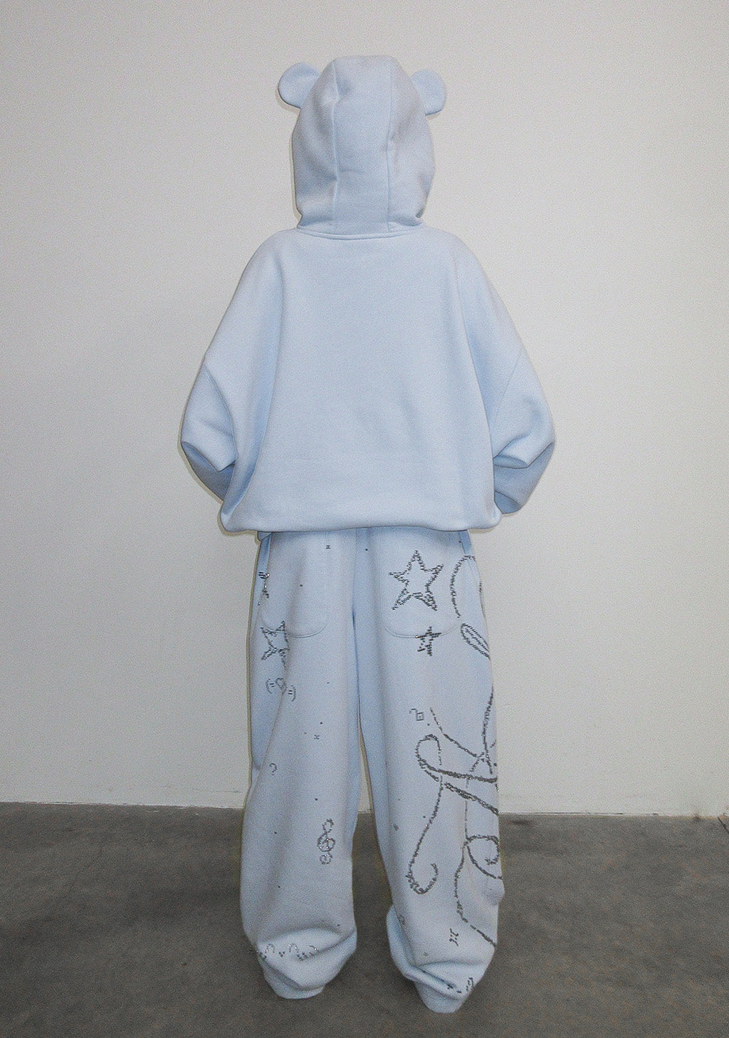 DREAMER STRASS-TEDDY OVERSIZE-JOGGINGHOSE BABYBLAU