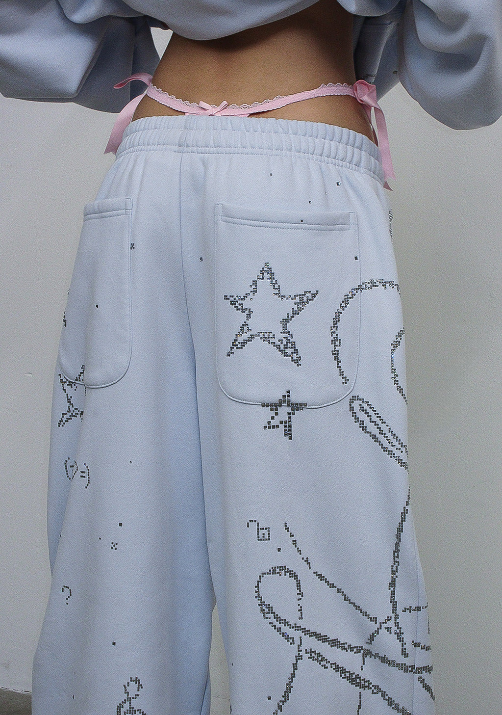 DREAMER STRASS-TEDDY OVERSIZE-JOGGINGHOSE BABYBLAU