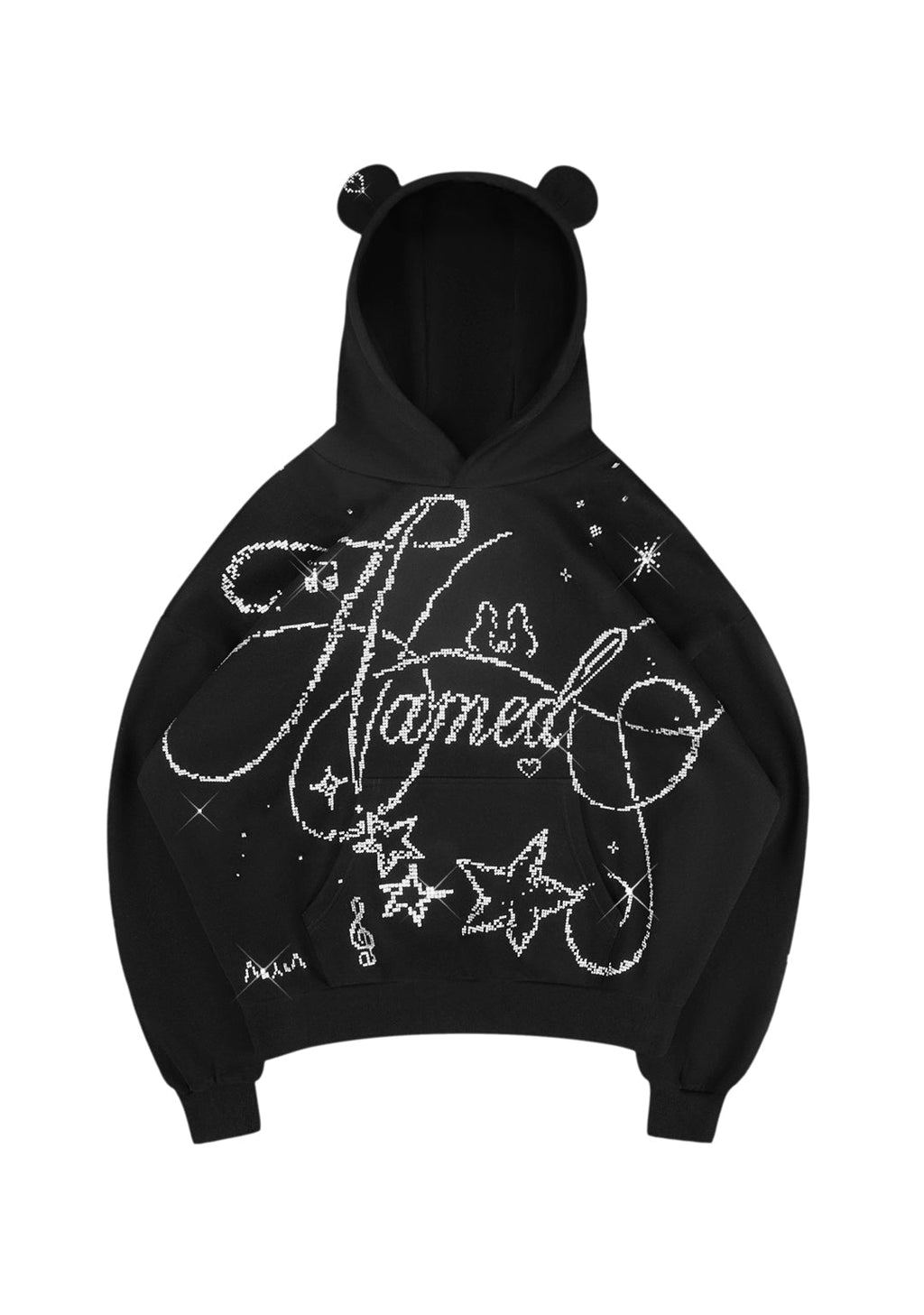 DREAMER RHINESTONE TEDDY-HOODIE SCHWARZ