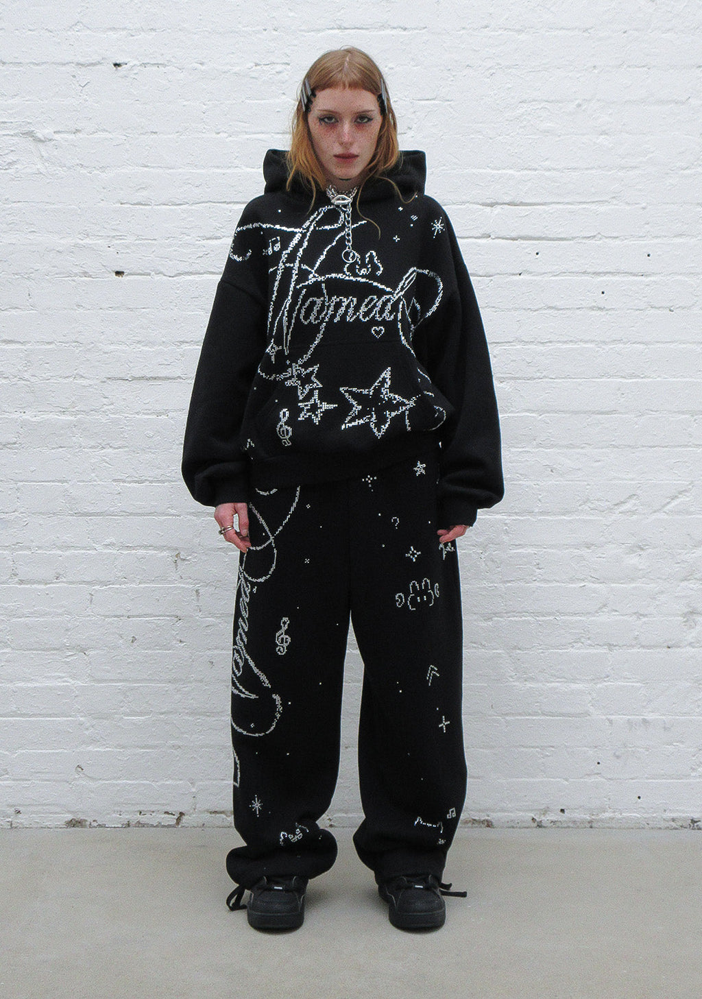 DREAMER STRASS-TEDDY OVERSIZED-JOGGINGHOSE SCHWARZ