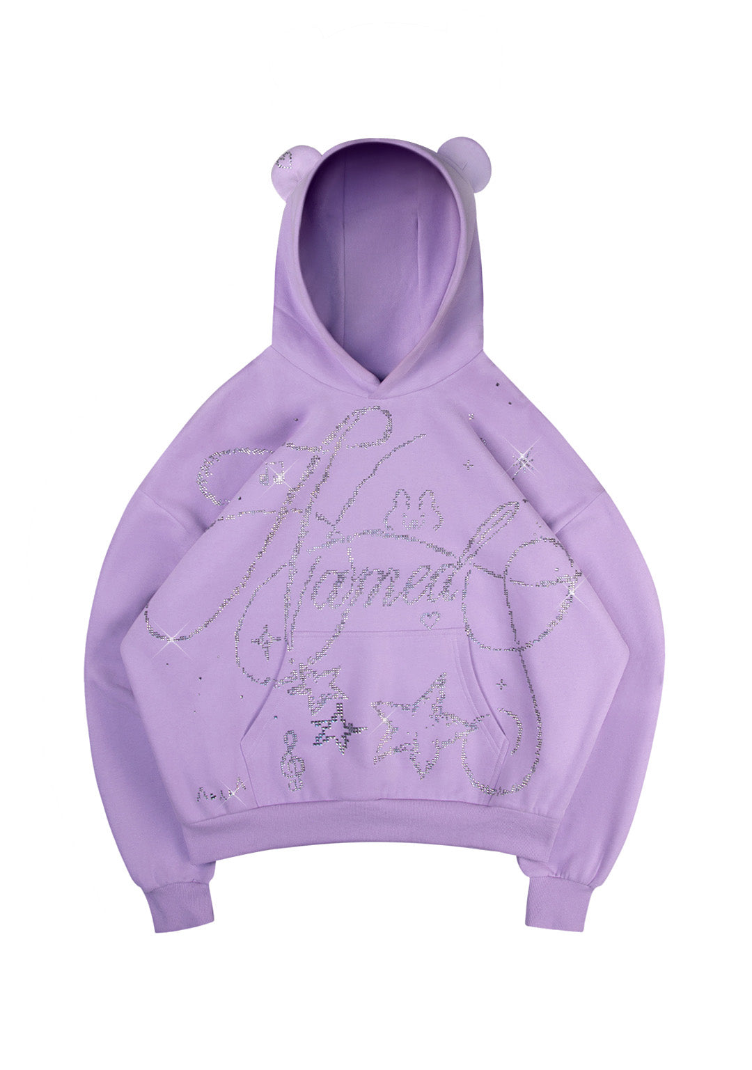 SWEAT À CAPUCHE DREAMER EN STRASS LILAS