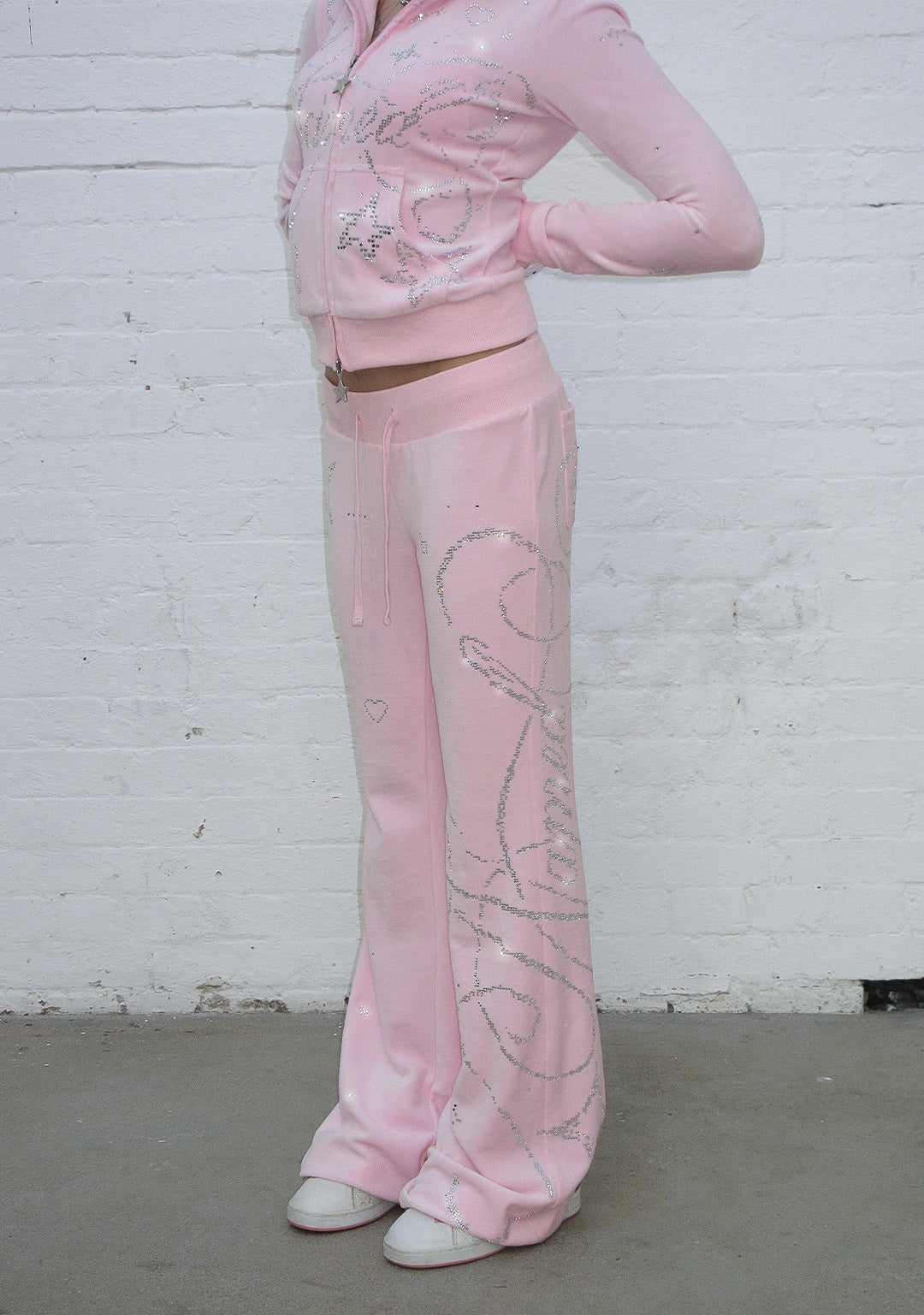 DREAMER STRASS-VELOURS-JOGGINGHOSE BABYROSA