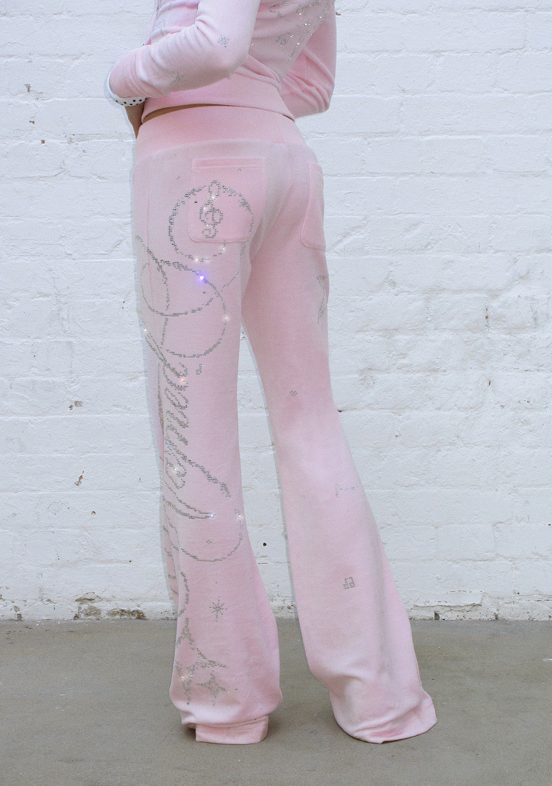 DREAMER STRASS-VELOURS-JOGGINGHOSE BABYROSA