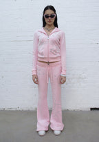 FELPA TEDDY IN VELOUR CON CAPPUCCIO E ZIP CON STRASS DREAMER ROSA BABY