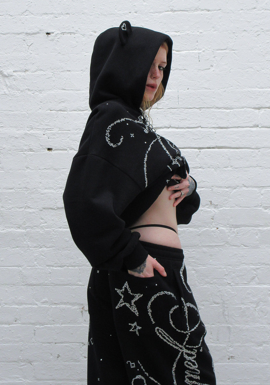 DREAMER STRASS-TEDDY OVERSIZED-JOGGINGHOSE SCHWARZ