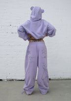 DREAMER RHINESTONE TEDDY PULLOVER HOODIE LILAC
