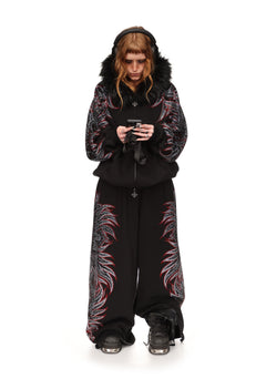 DUSK RHINESTONE OVERSIZED SWEATPANTS BLACK
