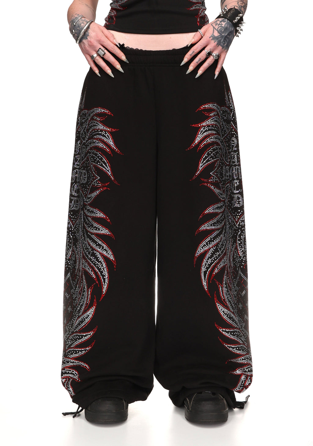DUSK RHINESTONE OVERSIZED SWEATPANTS BLACK