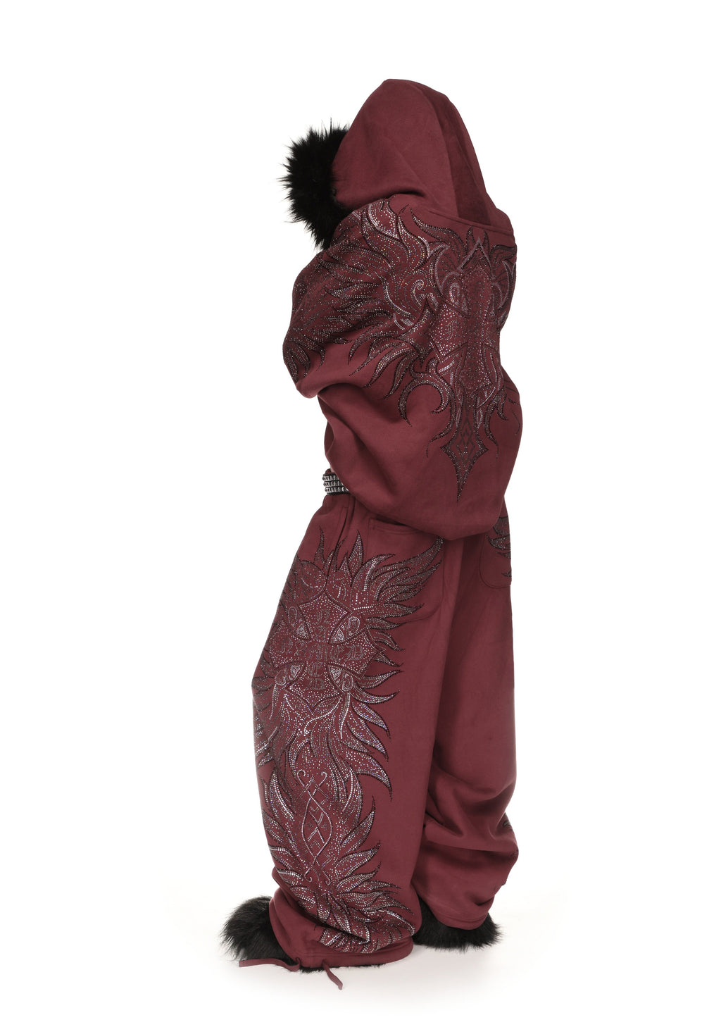 Pantaloni della tuta oversize con strass DUSK rosso scuro
