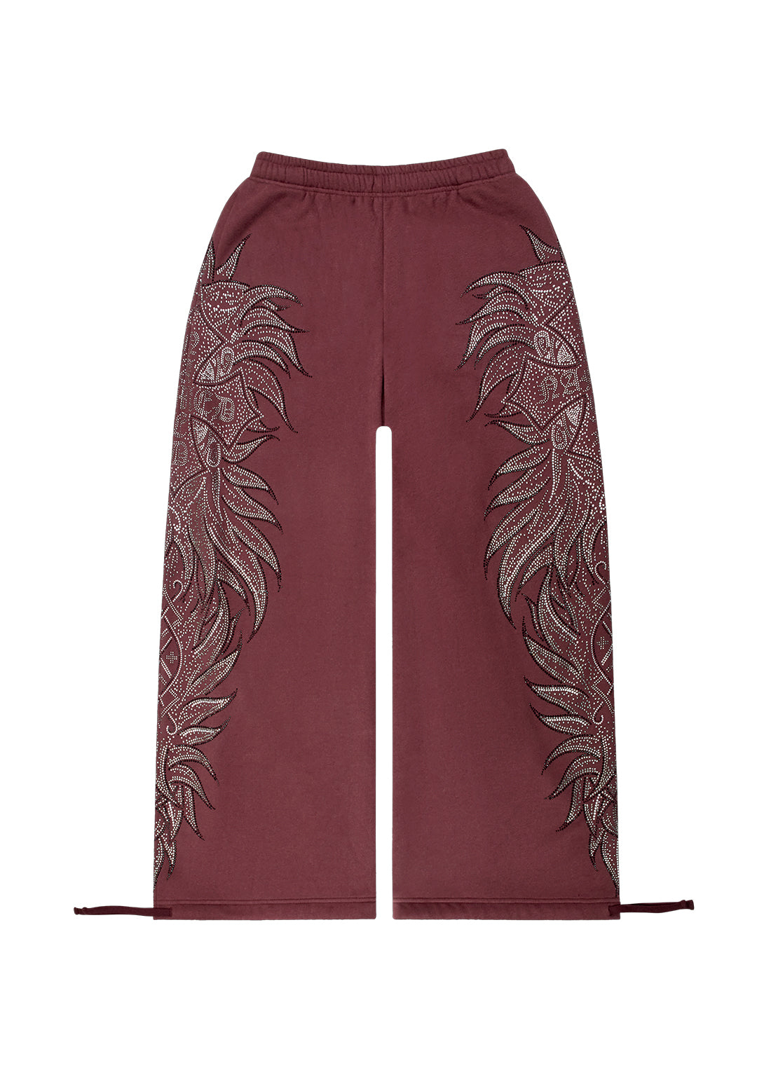 Pantaloni della tuta oversize con strass DUSK rosso scuro