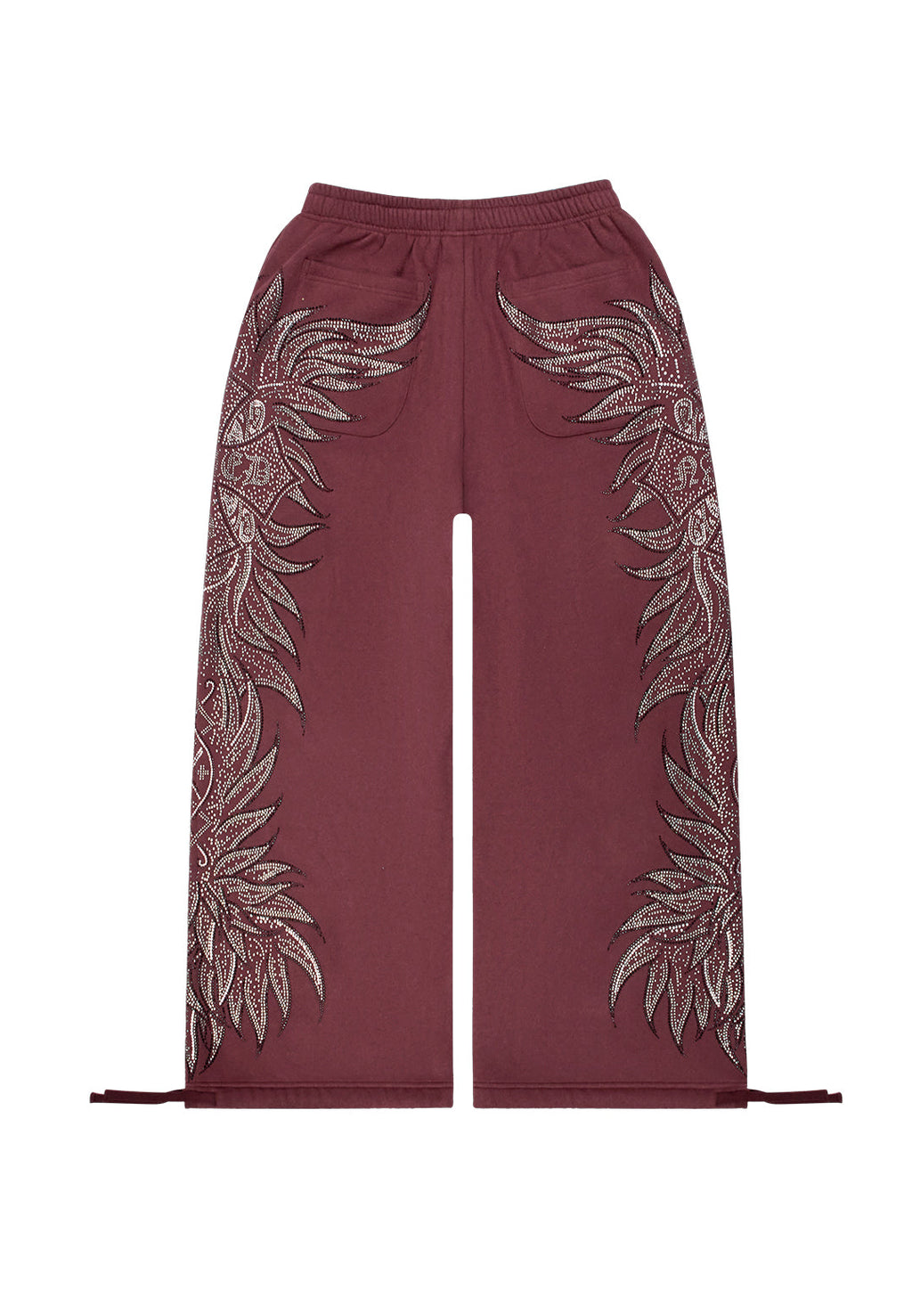 Pantaloni della tuta oversize con strass DUSK rosso scuro