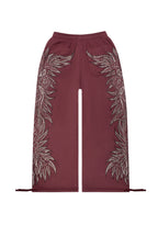 DUSK RHINESTONE OVERSIZED SWEATPANTS DARK RED
