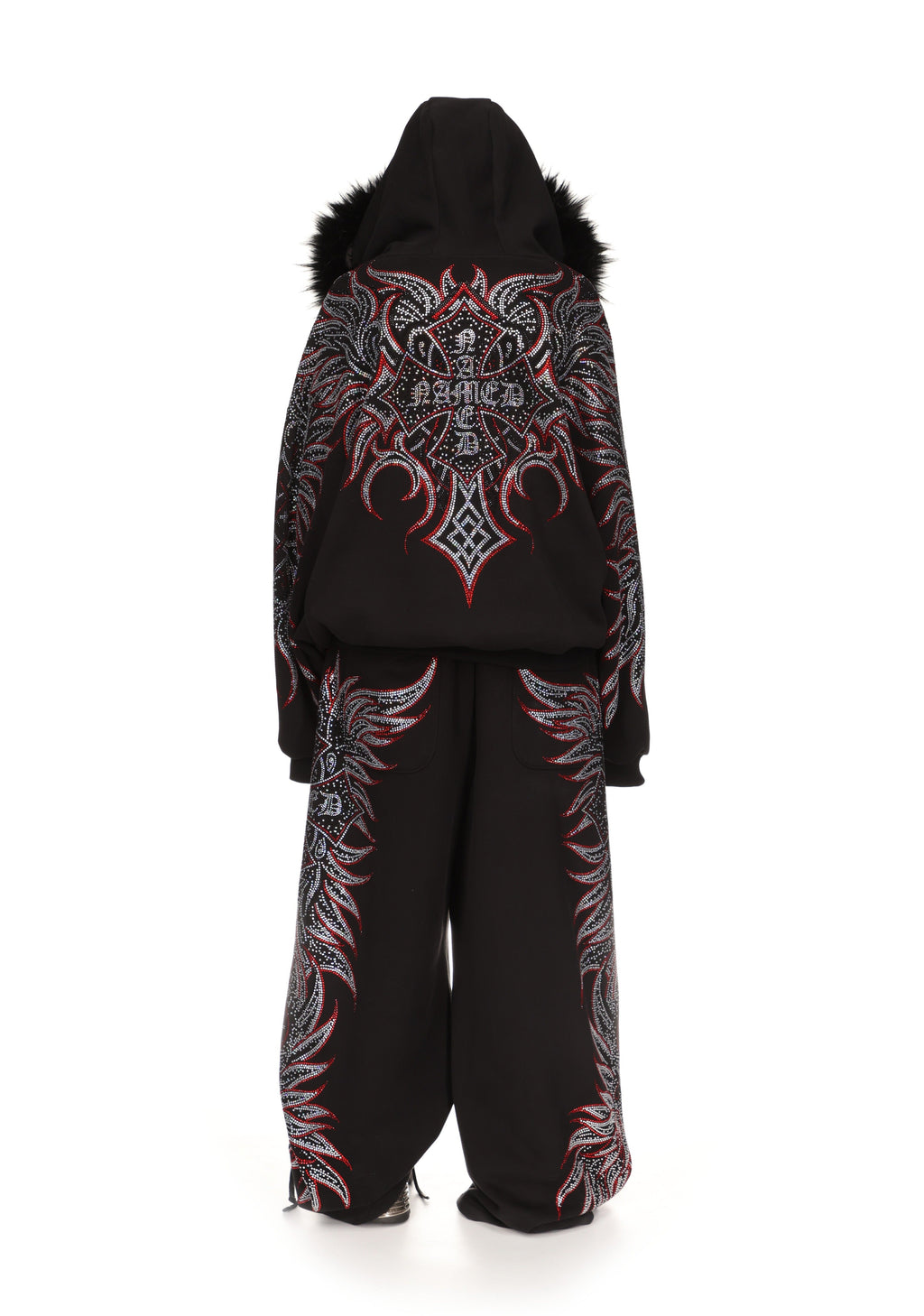 SUDADERA CON CAPUCHA Y CREMALLERA CON PEDRERÍA DUSK NEGRA