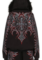 DUSK RHINESTONE ZIP HOODIE BLACK