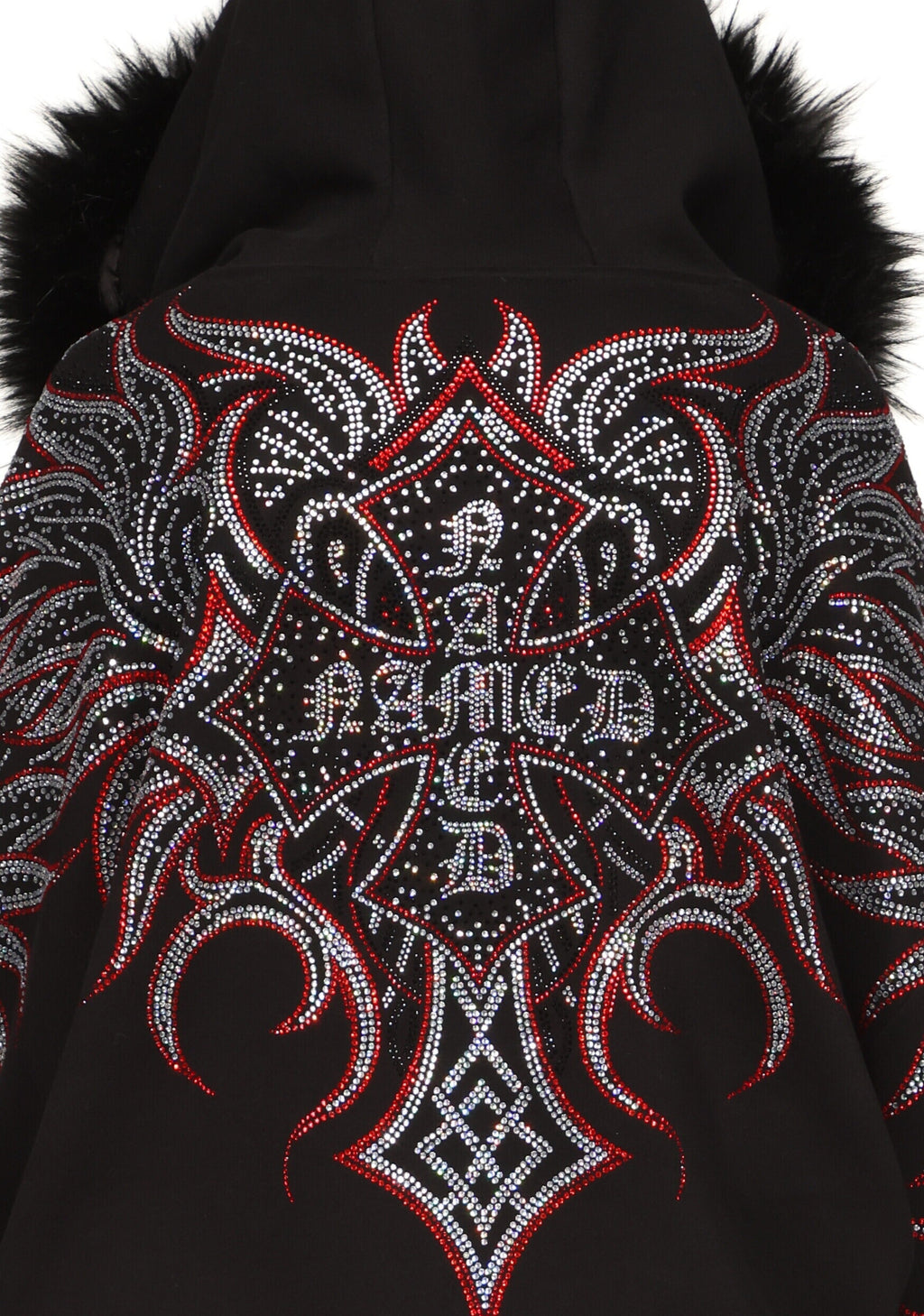 SUDADERA CON CAPUCHA Y CREMALLERA CON PEDRERÍA DUSK NEGRA