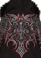 DUSK RHINESTONE ZIP HOODIE BLACK