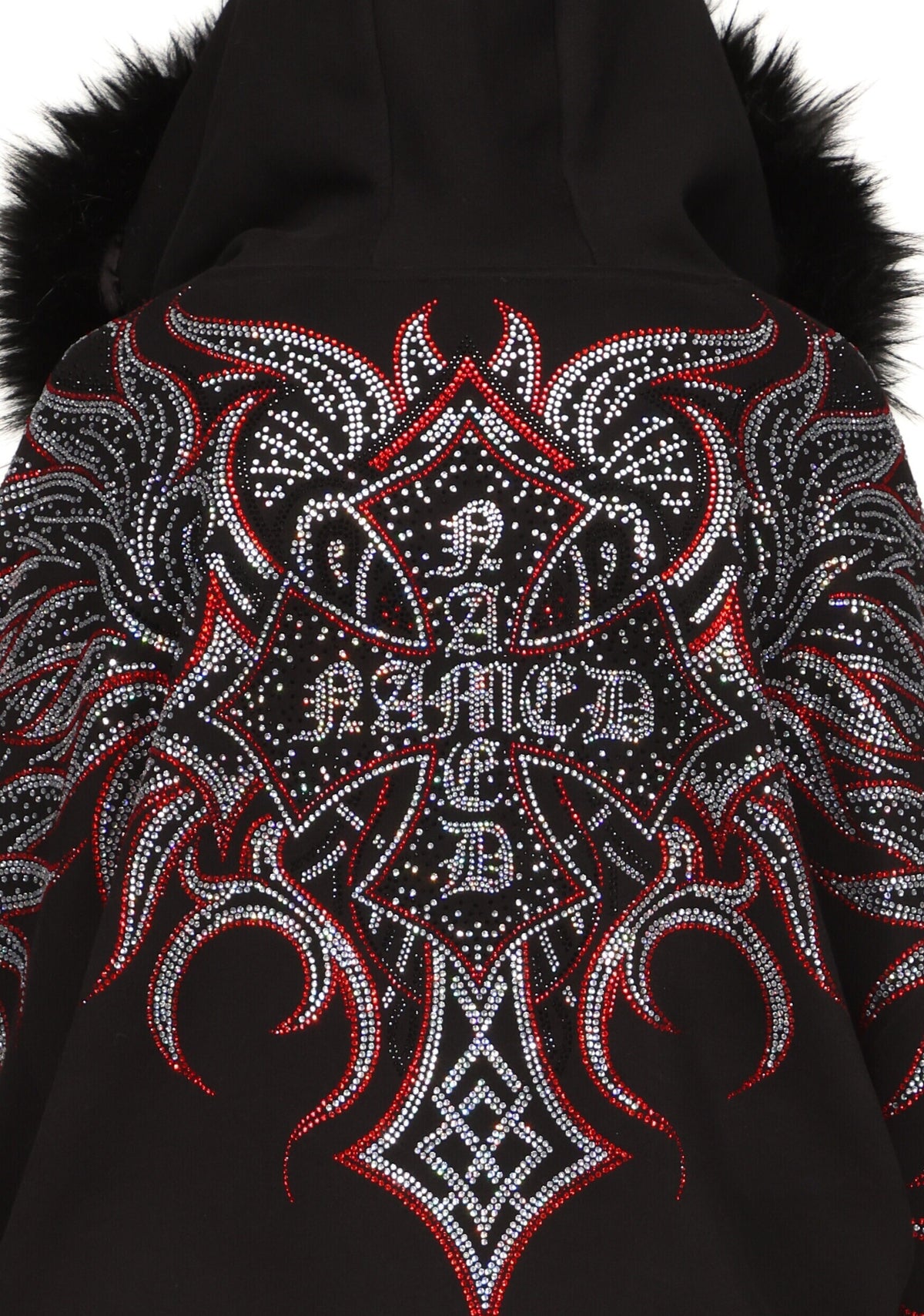SUDADERA CON CAPUCHA Y CREMALLERA CON PEDRERÍA DUSK NEGRA
