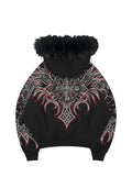 SUDADERA CON CAPUCHA Y CREMALLERA CON PEDRERÍA DUSK NEGRA