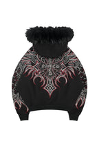 DUSK RHINESTONE ZIP HOODIE BLACK