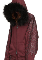 DUSK RHINESTONE ZIP HOODIE DARK RED