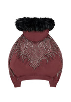 DUSK RHINESTONE ZIP HOODIE DARK RED