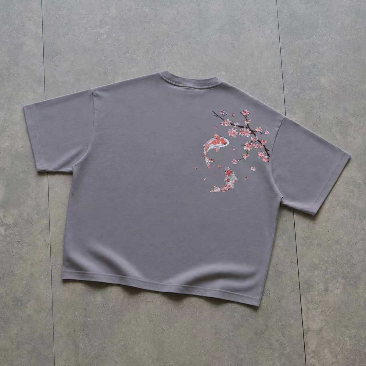 “Sakura Koi” T-shirt-Charcoal