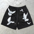 Casual losse street-meshshort met vredesduifprint