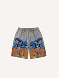 Distressed   Venom&Spider-Man&Pumpkin Print Drawstring Waist Shorts