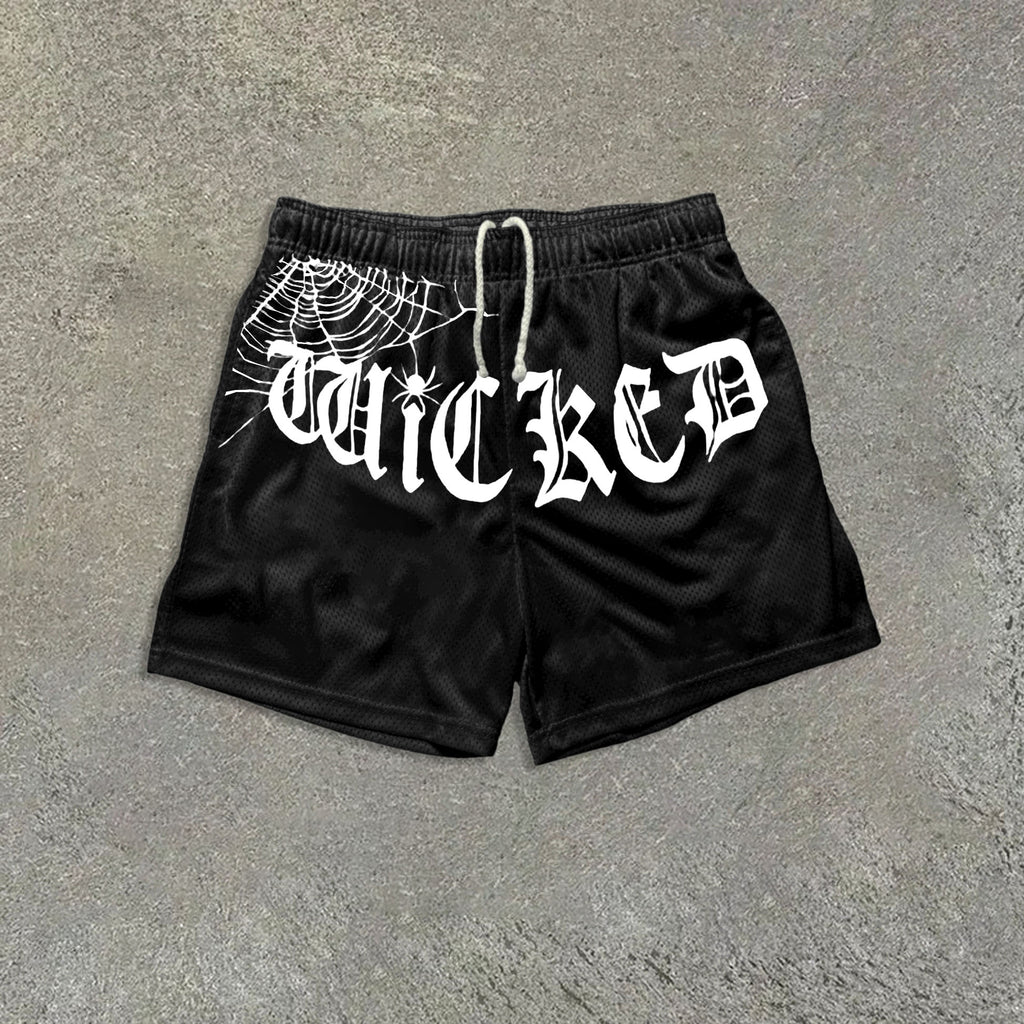 Shorts en maille à imprimé graphique lettré Spider