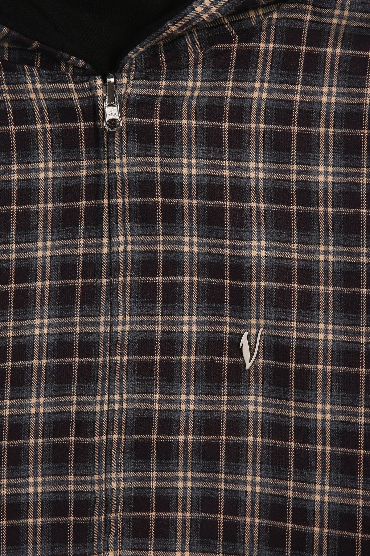 Reversible Plaid Zip-Hoodie V2（black/brown）