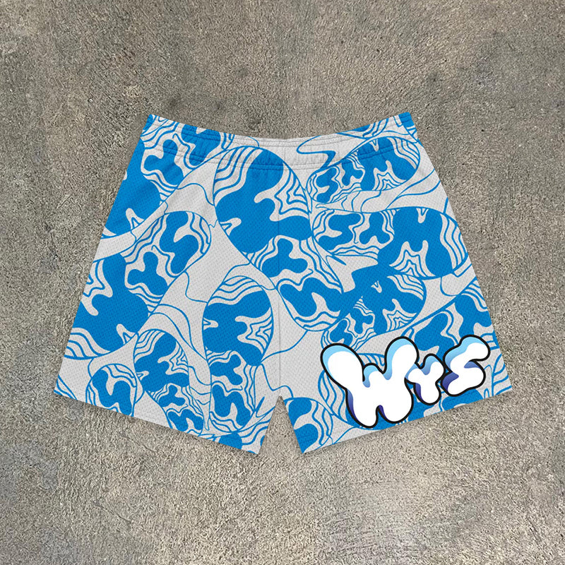 Fun Footprint Camouflage Print Mesh Shorts