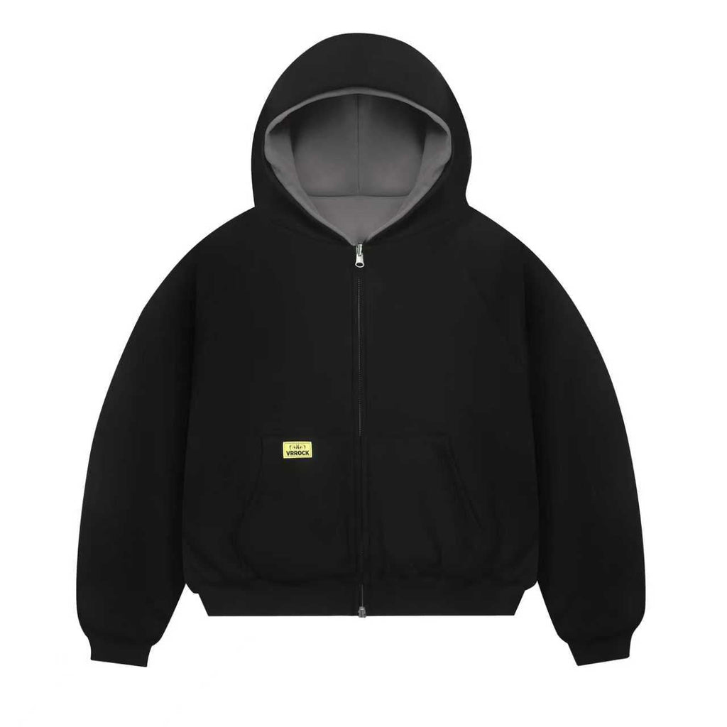 Reversible Double Hood Zip-Hoodie（Black/Grey）