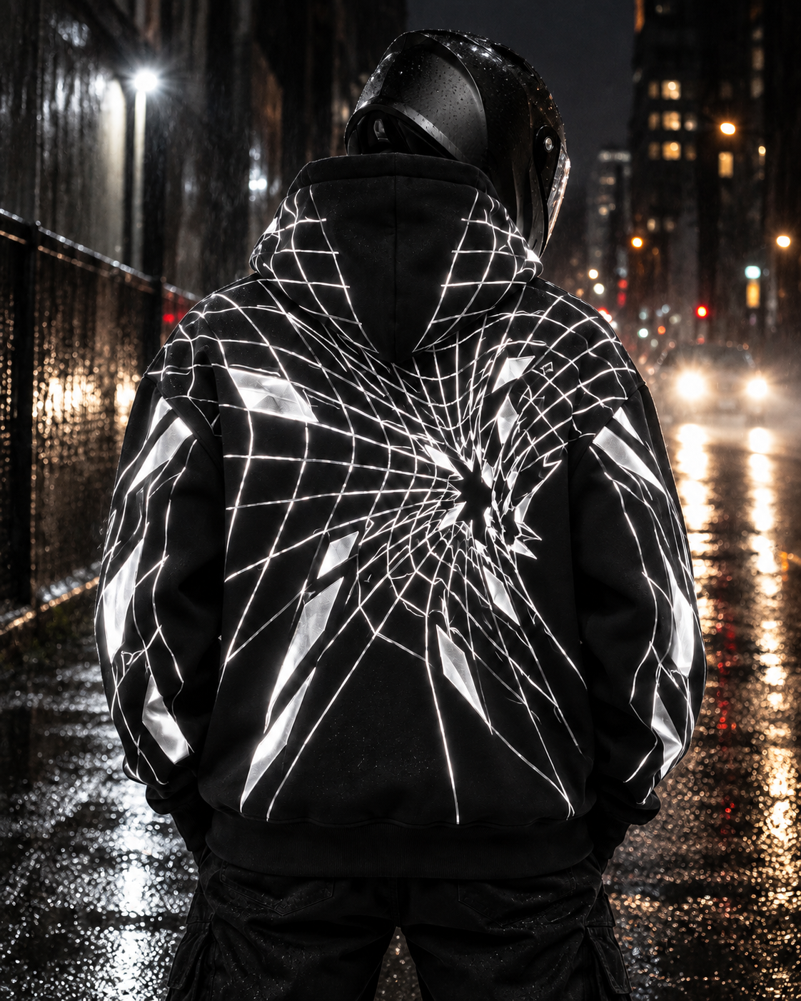 Obsidian Grid reflecterende hoodie